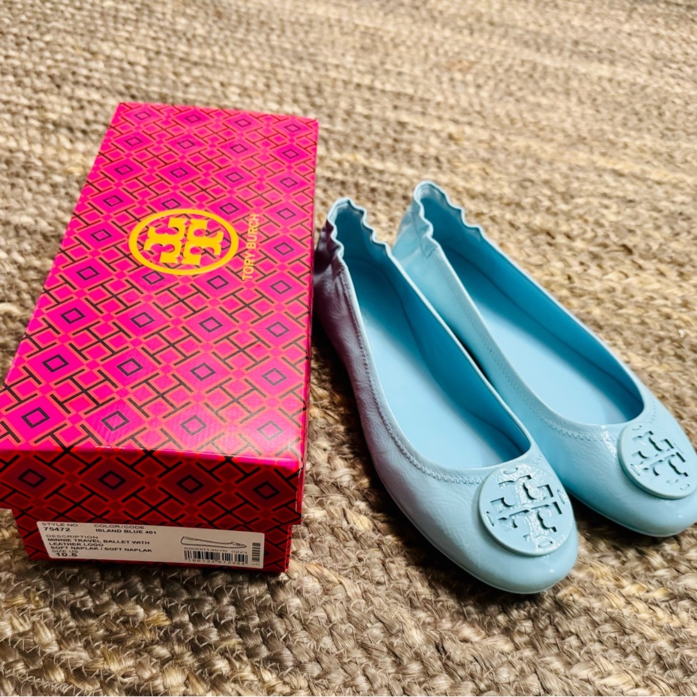 Tory Burch Light Blue Reva Ballet Flats